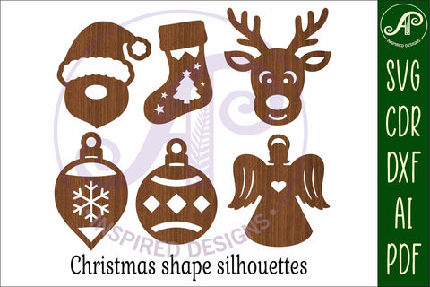 Christmas shape silhouette laser cut outs SVG file 2 SVG APInspireddesigns 