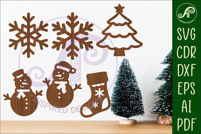 Christmas shape silhouette laser cut outs SVG file 3 SVG APInspireddesigns 