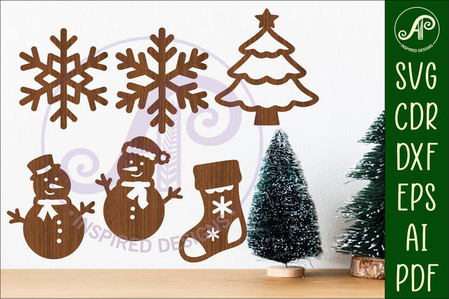 Christmas shape silhouette laser cut outs SVG file 3 SVG APInspireddesigns 
