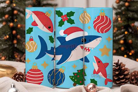 Christmas Shark 20oz Tumbler Wrap Sublimation DesignSVG 