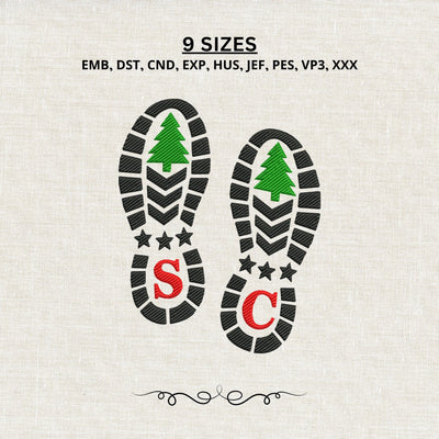 Christmas Shoe Prints Embroidery Design – Santa Boot Footprints Christmas Tree Machine Embroidery File, Holiday Footprint Design Embroidery/Applique DESIGNS PatternFeed8 