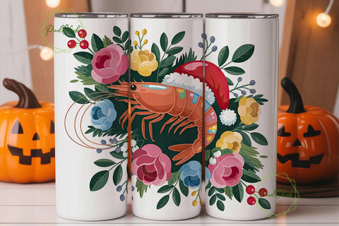 Christmas Shrimp Tumbler Wrap Sublimation PixelChick 