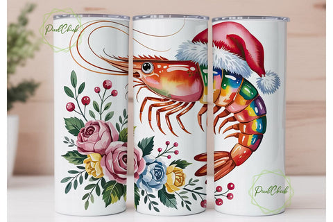Christmas Shrimp Tumbler Wrap Sublimation PixelChick 