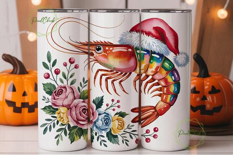 Christmas Shrimp Tumbler Wrap Sublimation PixelChick 