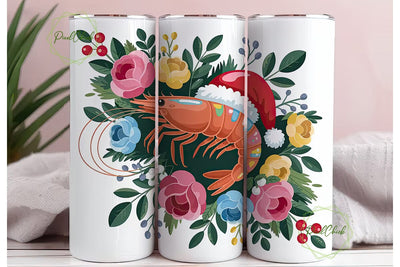 Christmas Shrimp Tumbler Wrap Sublimation PixelChick 