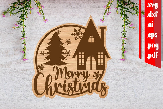 Christmas Sign 2 | Christmas Laser Cut files svg dxf eps ai png pdf SVG zafrans studio 