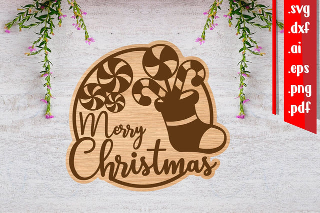 Christmas Sign 6 | Christmas Laser Cut files svg dxf eps ai png pdf SVG zafrans studio 