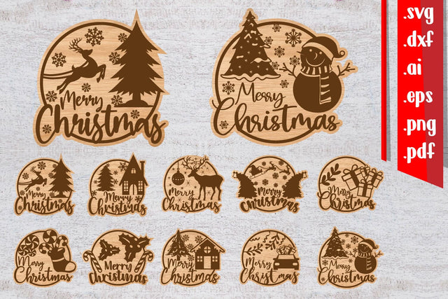 Christmas Sign Bundle | Christmas Laser Cut files SVG zafrans studio 
