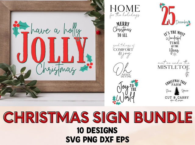 Christmas Sign Bundle - SVG PNG DXF EPS SVG So Fontsy Design Shop 