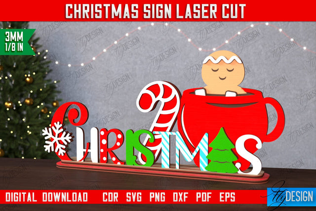 Christmas Sign | Holiday Decorations | Gift Idea | Table Statuette | CNC File SVG Fly Design 
