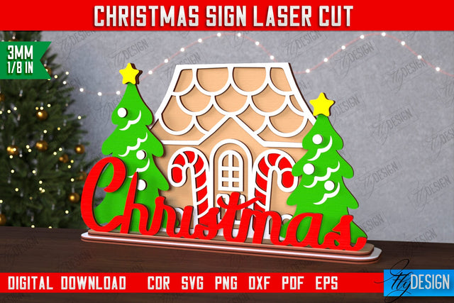 Christmas Sign | Holiday Decorations | Gift Idea | Table Statuette | CNC File SVG Fly Design 