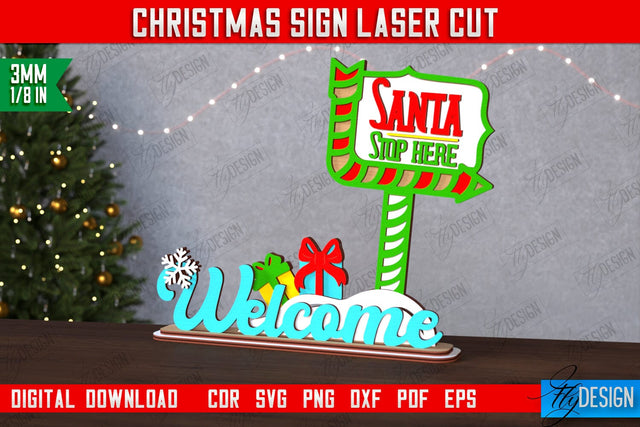 Christmas Sign | Holiday Decorations | Gift Idea | Table Statuette | CNC File SVG Fly Design 