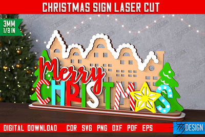Christmas Sign | Holiday Decorations | Gift Idea | Table Statuette | CNC File SVG Fly Design 