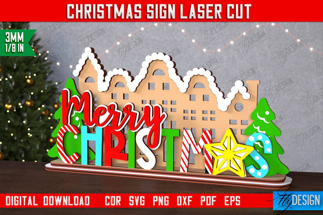 Christmas Sign | Holiday Decorations | Gift Idea | Table Statuette | CNC File SVG Fly Design 