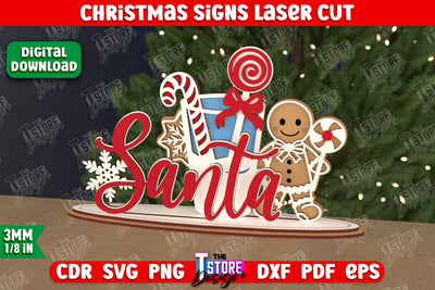 Christmas Sign | Holiday Decorations | Gift Idea | Table Statuette | New Year | CNC File SVG The T Store Design 