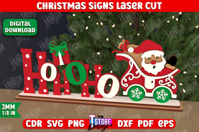 Christmas Sign | Holiday Decorations | Gift Idea | Table Statuette | New Year | CNC File SVG The T Store Design 