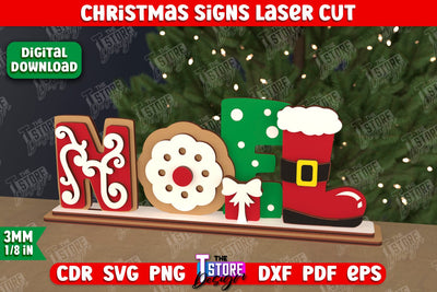 Christmas Sign | Holiday Decorations | Gift Idea | Table Statuette | New Year | CNC File SVG The T Store Design 