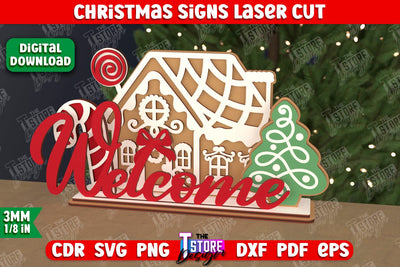 Christmas Sign | Holiday Decorations | Gift Idea | Table Statuette | New Year | CNC File SVG The T Store Design 