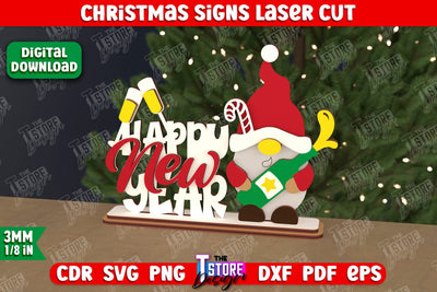 Christmas Sign | Holiday Decorations | Gift Idea | Table Statuette | New Year | CNC File SVG The T Store Design 