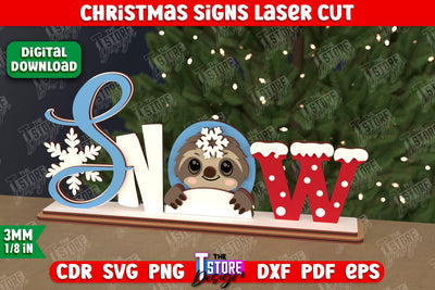Christmas Sign | Holiday Decorations | Gift Idea | Table Statuette | New Year | CNC File SVG The T Store Design 