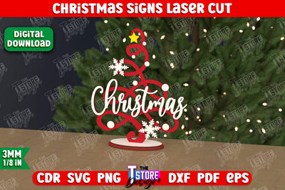 Christmas Sign | Holiday Decorations | Gift Idea | Table Statuette | New Year | CNC File SVG The T Store Design 
