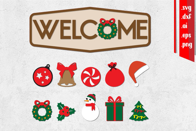 Christmas Sign Laser Cut, Christmas Sign, Changeable Icon SVG zafrans studio 