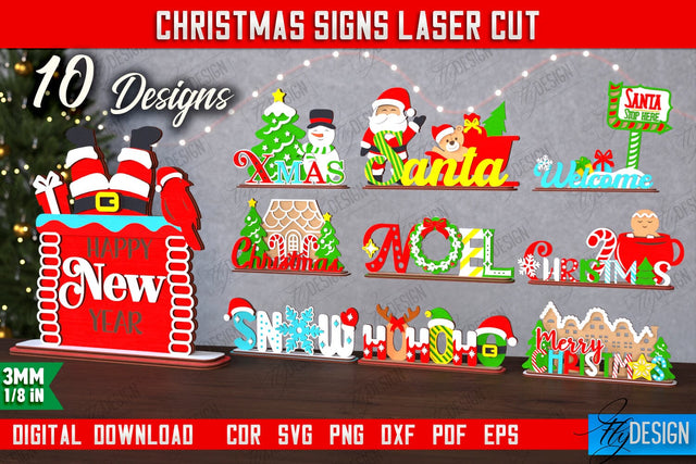 Christmas Signs Bundle | Holiday Decorations | Gift Idea | Table Statuette | CNC Files SVG Fly Design 