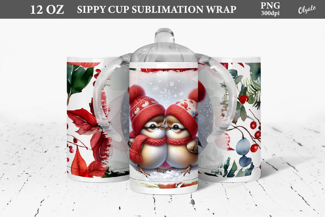 Christmas Sippy Cup PNG. Kids Tumbler Sublimation. Christmas Bird Sublimation Olga Terlyanskaya 