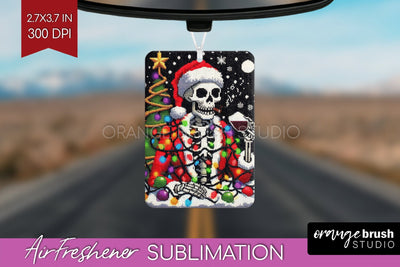 Christmas Skeleton Air Freshener PNG - Santa Car Freshener Sublimation OrangeBrushStudio 
