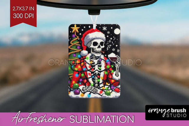 Christmas Skeleton Air Freshener PNG - Santa Car Freshener Sublimation OrangeBrushStudio 