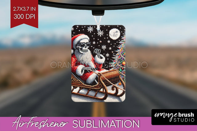 Christmas Skeleton Air Freshener PNG - Santa Car Freshener Sublimation OrangeBrushStudio 