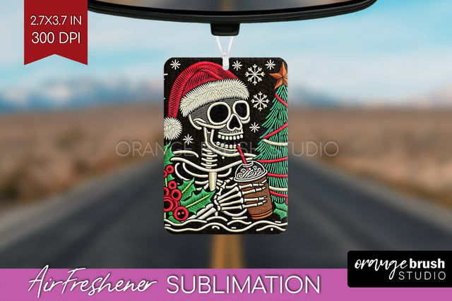 Christmas Skeleton Air Freshener PNG - Santa Car Freshener Sublimation OrangeBrushStudio 