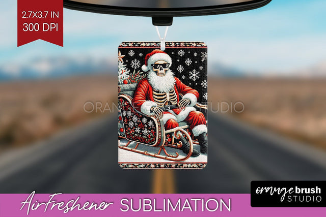 Christmas Skeleton Air Freshener PNG - Santa Car Freshener Sublimation OrangeBrushStudio 