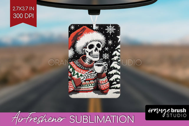 Christmas Skeleton Air Freshener PNG - Santa Car Freshener Sublimation OrangeBrushStudio 