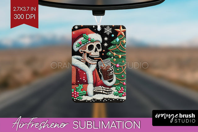 Christmas Skeleton Air Freshener PNG - Santa Car Freshener Sublimation OrangeBrushStudio 