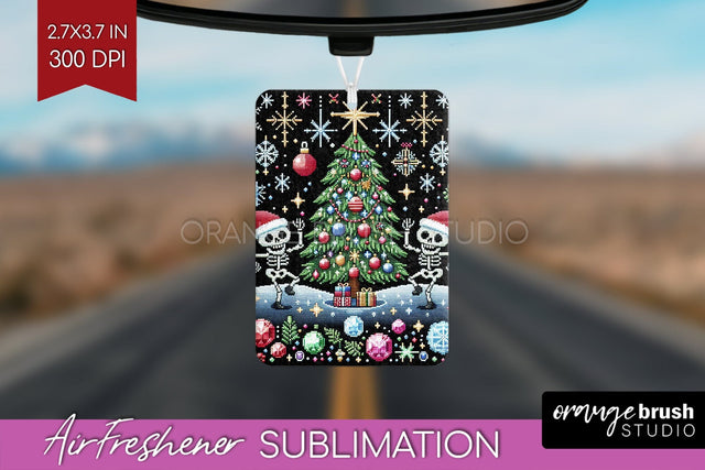 Christmas Skeleton Air Freshener PNG - Santa Car Freshener Sublimation OrangeBrushStudio 