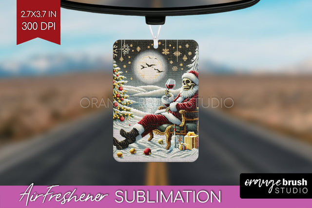 Christmas Skeleton Air Freshener PNG - Santa Car Freshener Sublimation OrangeBrushStudio 