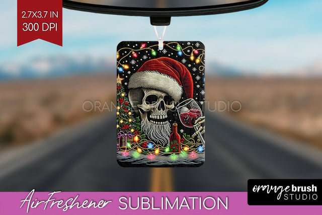 Christmas Skeleton Air Freshener PNG - Santa Car Freshener Sublimation OrangeBrushStudio 