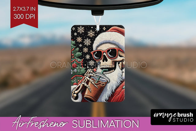 Christmas Skeleton Air Freshener PNG - Santa Car Freshener Sublimation OrangeBrushStudio 