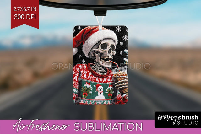 Christmas Skeleton Air Freshener PNG - Santa Car Freshener Sublimation OrangeBrushStudio 