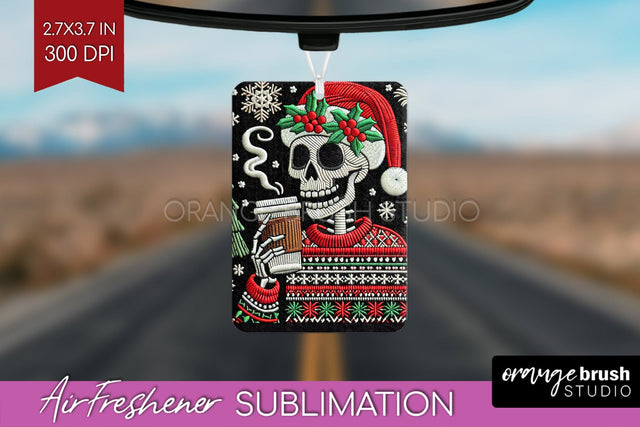 Christmas Skeleton Air Freshener PNG - Santa Car Freshener Sublimation OrangeBrushStudio 