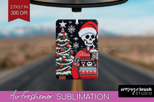 Christmas Skeleton Air Freshener PNG - Santa Car Freshener Sublimation OrangeBrushStudio 