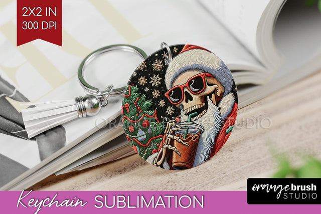 Christmas Skeleton Keychain PNG - Santa Keychain Sublimation Sublimation OrangeBrushStudio 