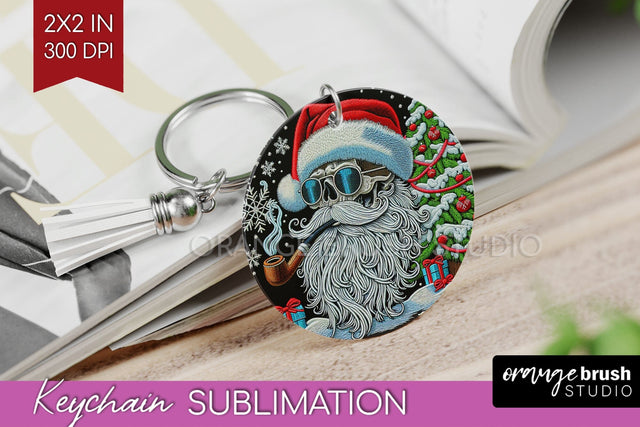 Christmas Skeleton Keychain PNG - Santa Keychain Sublimation Sublimation OrangeBrushStudio 