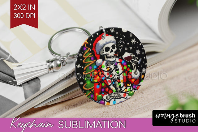 Christmas Skeleton Keychain PNG - Santa Keychain Sublimation Sublimation OrangeBrushStudio 