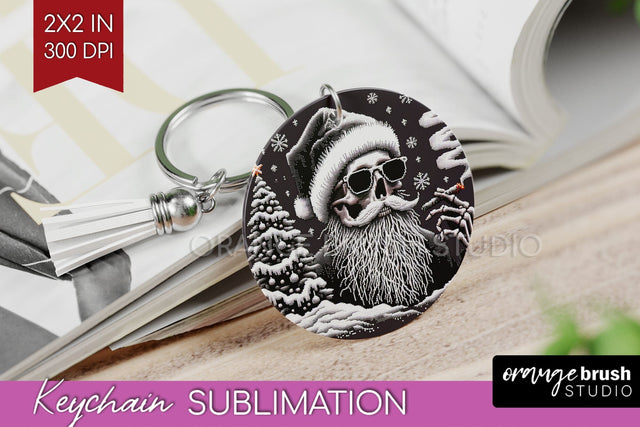 Christmas Skeleton Keychain PNG - Santa Keychain Sublimation Sublimation OrangeBrushStudio 