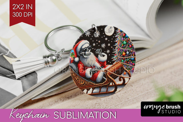 Christmas Skeleton Keychain PNG - Santa Keychain Sublimation Sublimation OrangeBrushStudio 