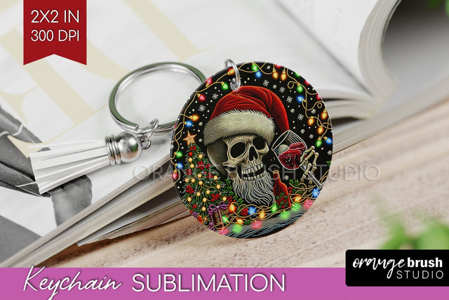 Christmas Skeleton Keychain PNG - Santa Keychain Sublimation Sublimation OrangeBrushStudio 