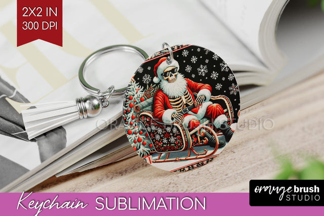 Christmas Skeleton Keychain PNG - Santa Keychain Sublimation Sublimation OrangeBrushStudio 