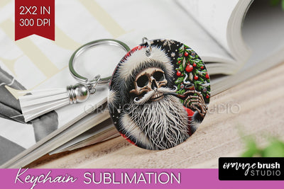 Christmas Skeleton Keychain PNG - Santa Keychain Sublimation Sublimation OrangeBrushStudio 
